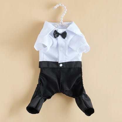 Formal Tuxedo Onesie for Cats and Small Dogs with Bow Tie
