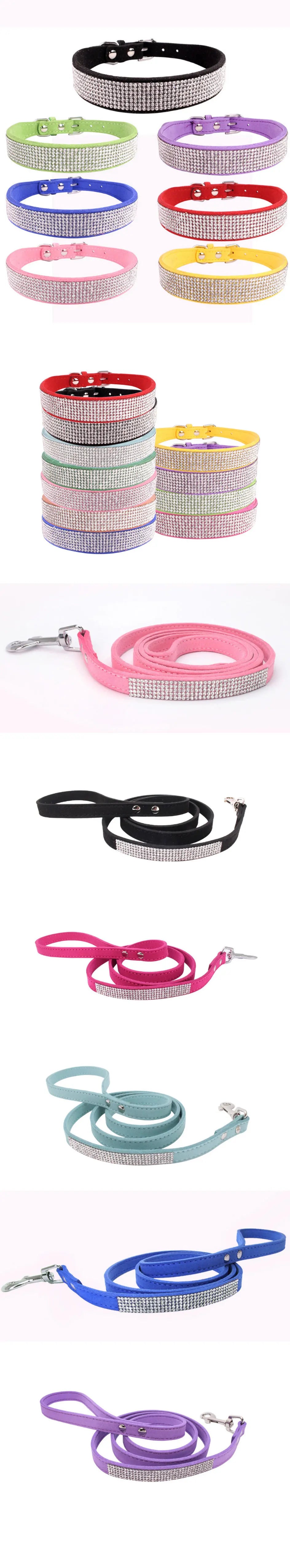 Glitter Rhinestone Dog Collar with Zinc Alloy Buckle for Small Pets