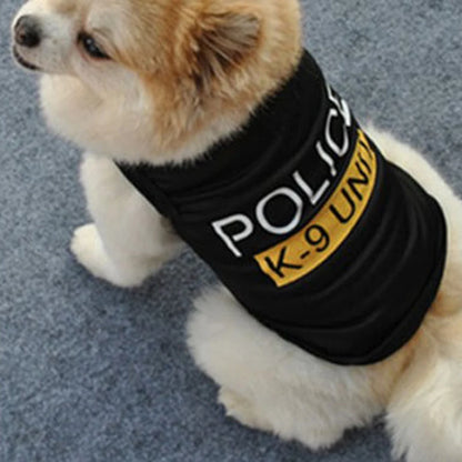Police Dog Costume Vest for Pets - Black T-Shirt Outfit