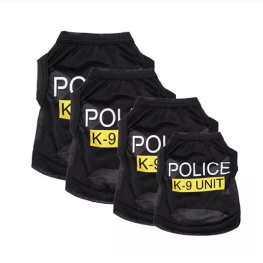 Police Dog Costume Vest for Pets - Black T-Shirt Outfit