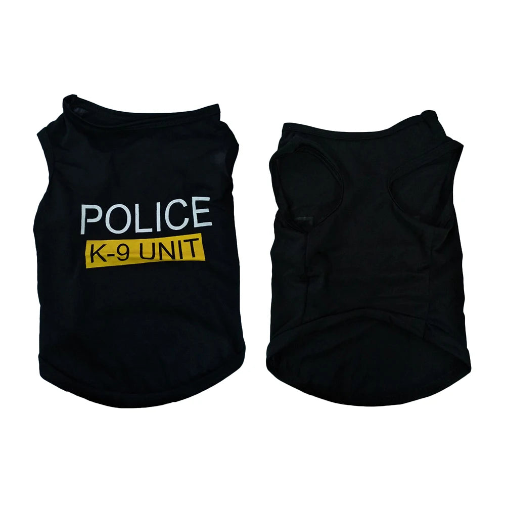 Police Dog Costume Vest for Pets - Black T-Shirt Outfit
