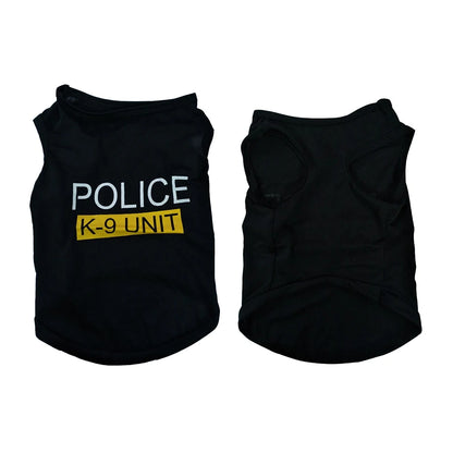 Police Dog Costume Vest for Pets - Black T-Shirt Outfit