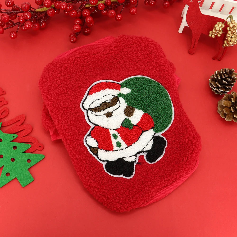 Santa Hoodie for Small Dogs - Winter Coat Costume Apparel