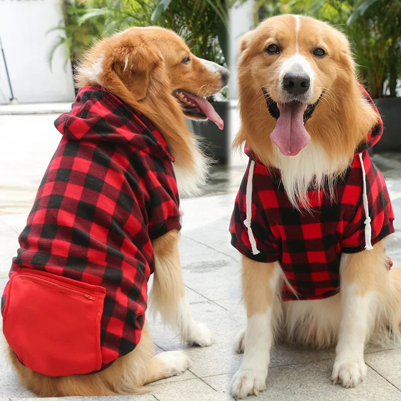 Reversible Plaid Dog Winter Coat for Cold Weather