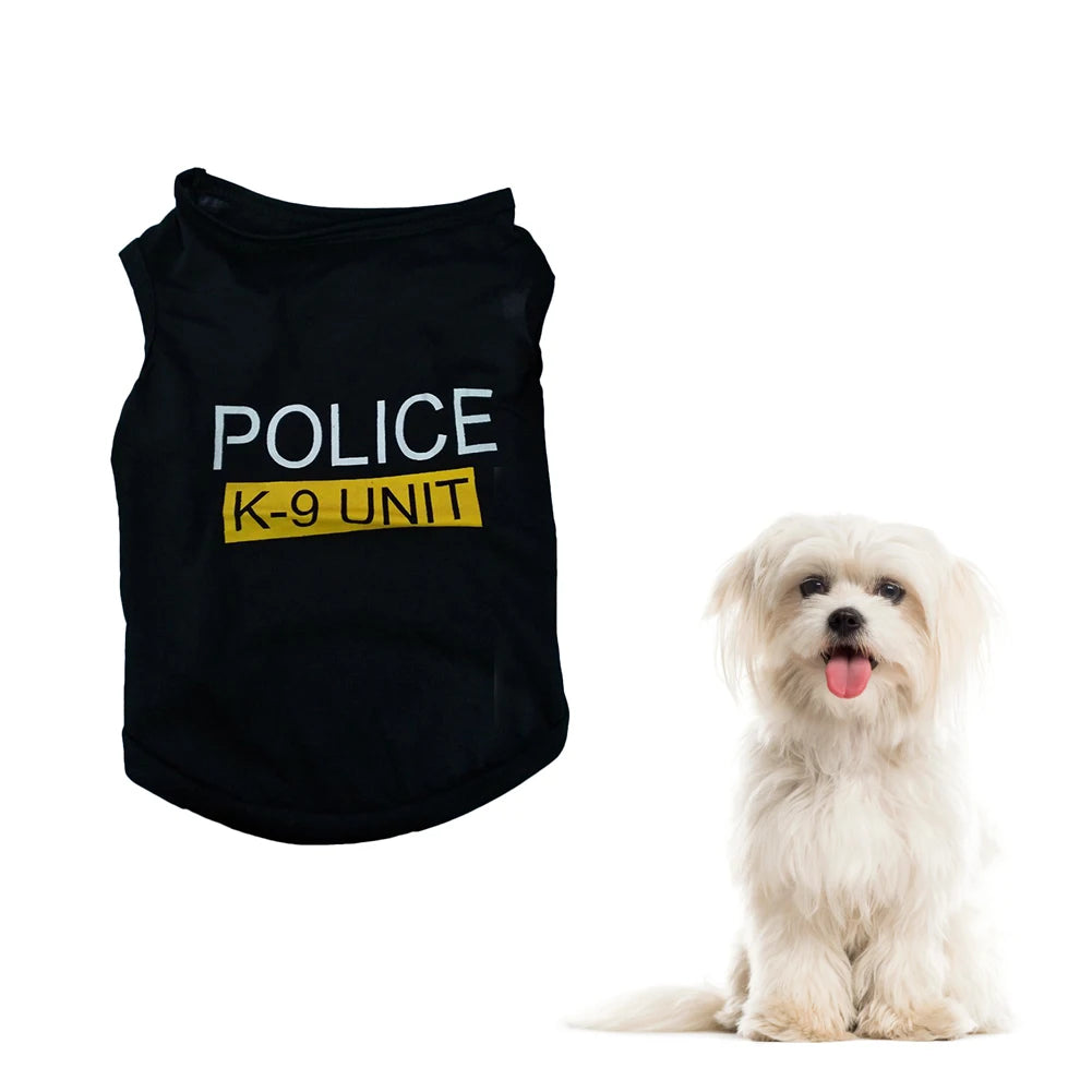 Police Dog Costume Vest for Pets - Black T-Shirt Outfit