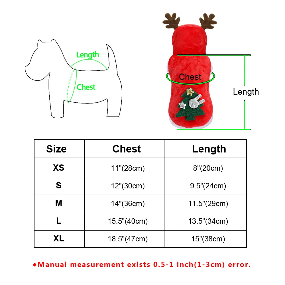 Santa Hoodie for Small Dogs - Winter Coat Costume Apparel