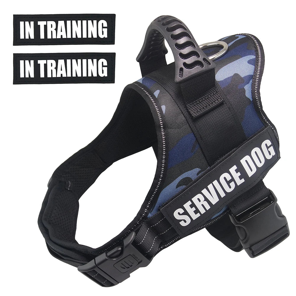 Service Dog Harness Vest with Reflective Patches for Medium Large Dogs