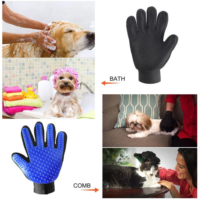 Silicone Cat and Dog Grooming Massage Brush Glove