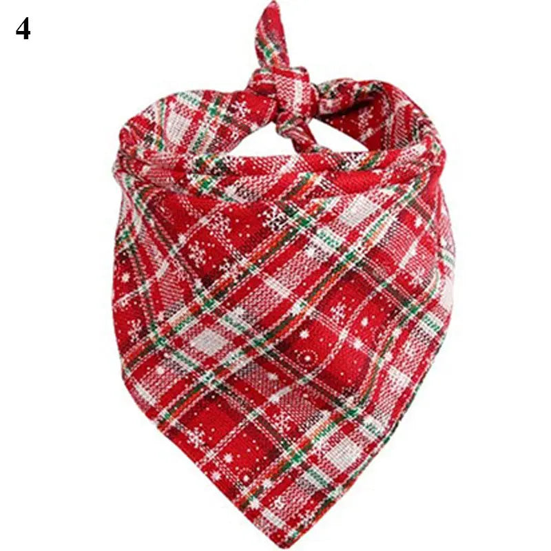 Christmas Snow Print Dog Bandana - Large Cotton Scarf