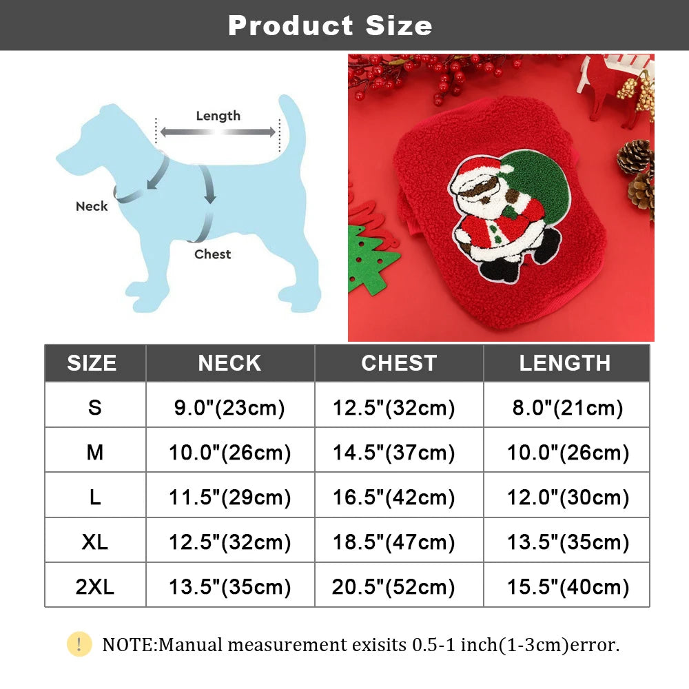 Santa Hoodie for Small Dogs - Winter Coat Costume Apparel