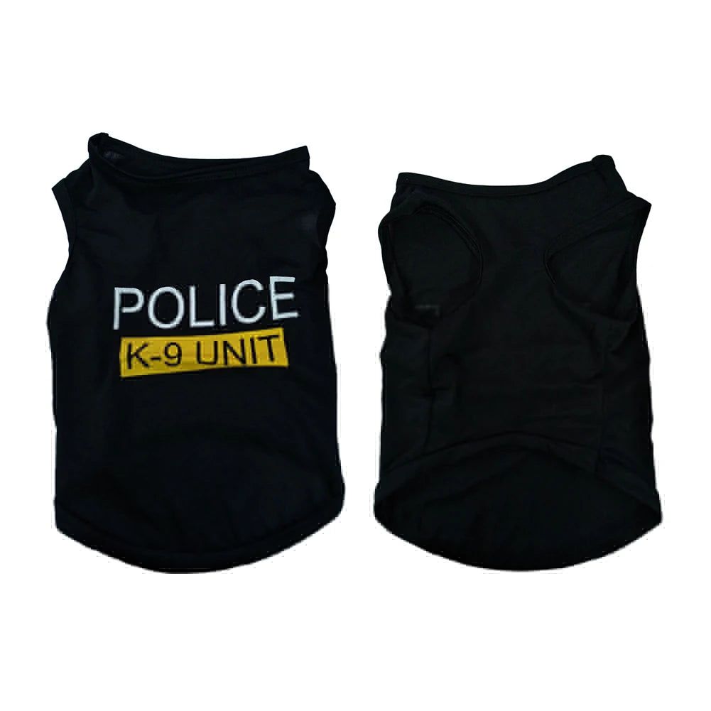 Police Dog Costume Vest for Pets - Black T-Shirt Outfit