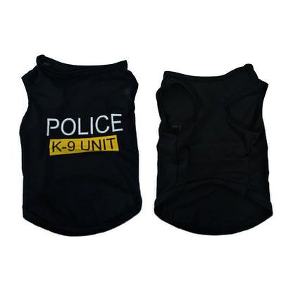 Police Dog Costume Vest for Pets - Black T-Shirt Outfit