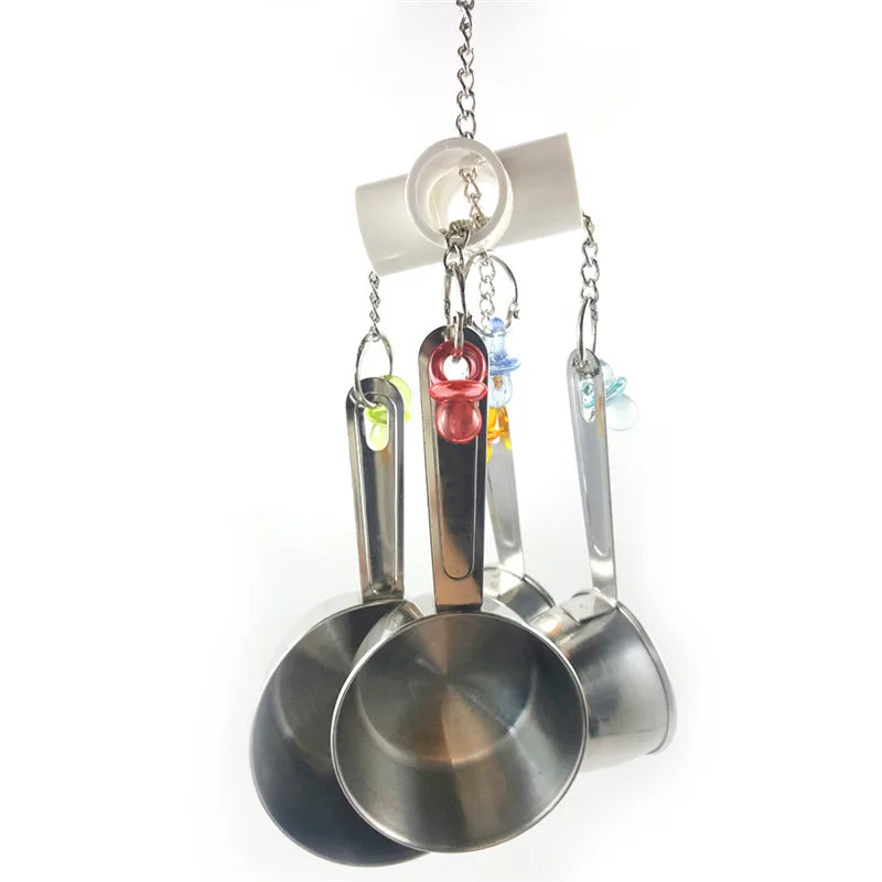 Stainless Steel Bird Toys with Chewable Acrylic Pots