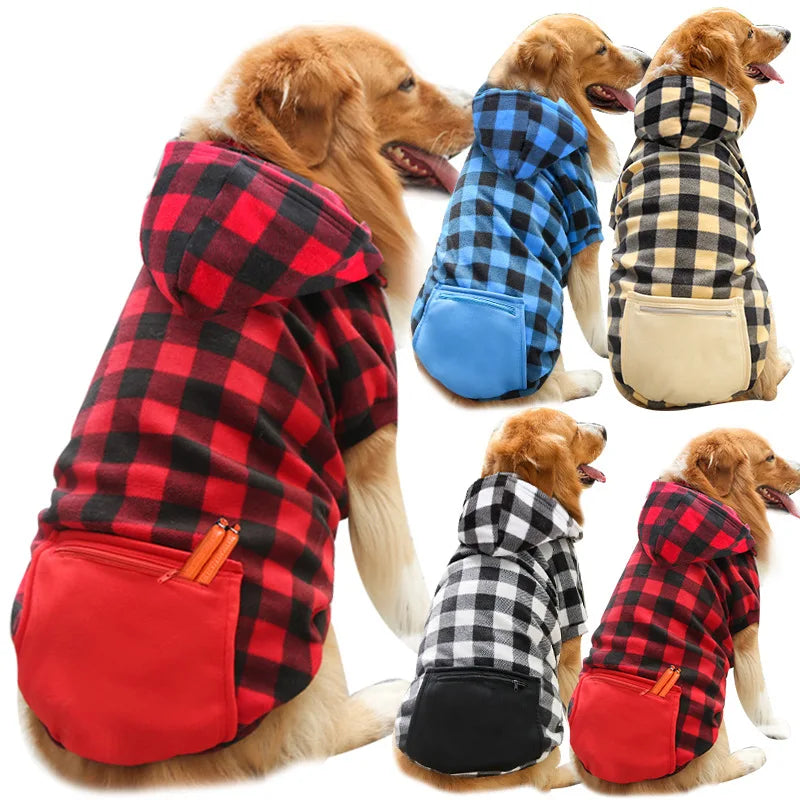 Reversible Plaid Dog Winter Coat for Cold Weather