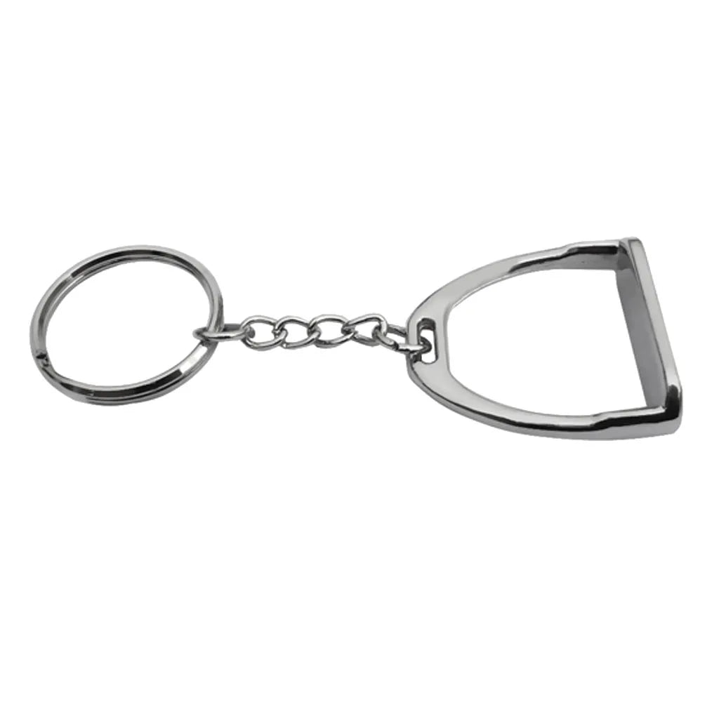 Silver Stirrup Keyring for Horse Lovers - Metal Keychain Ornament