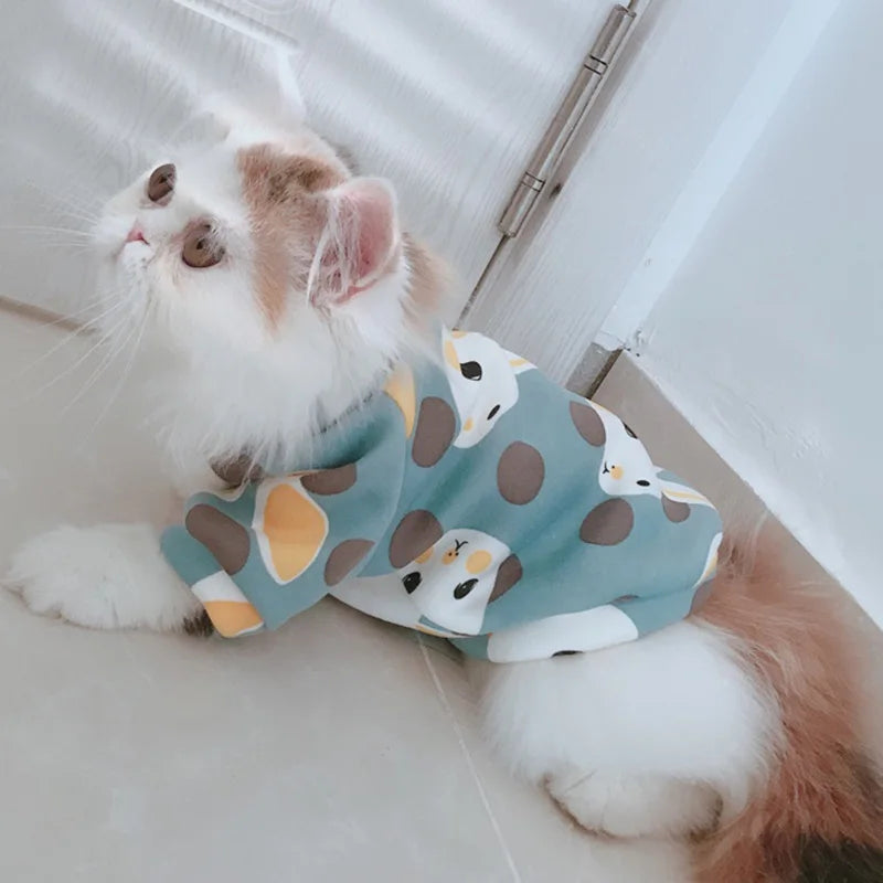Winter Hoodie Costume for Cats - Warm Sweatshirt Outfit
