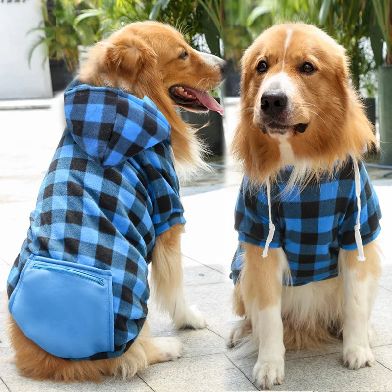 Reversible Plaid Dog Winter Coat for Cold Weather