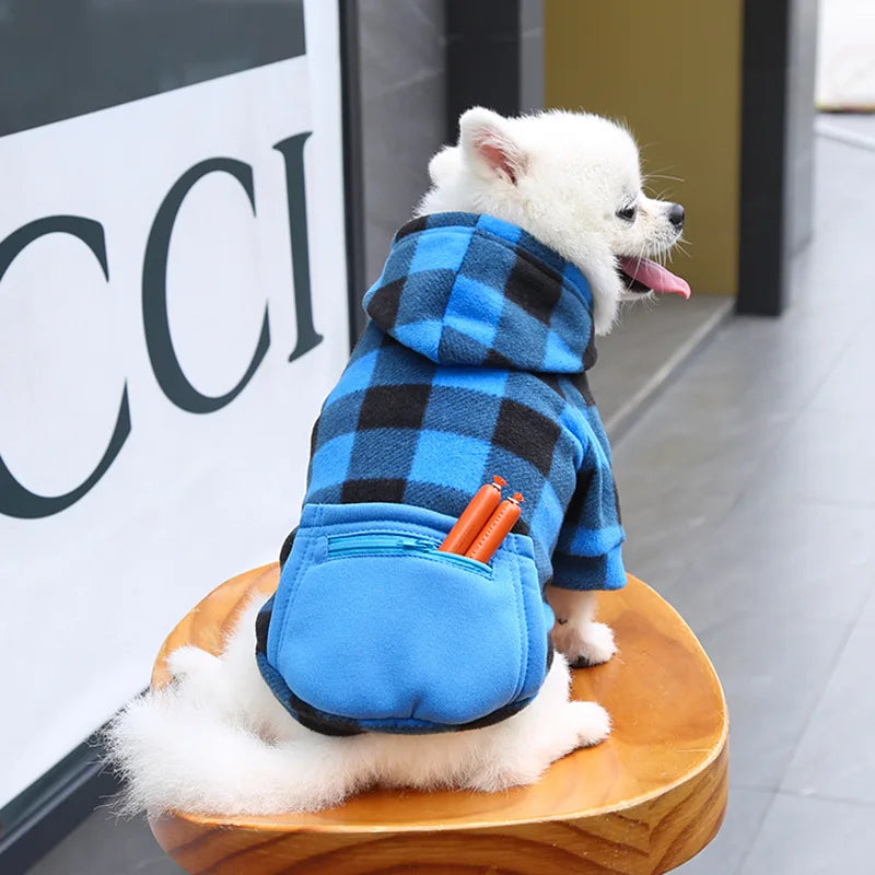 Reversible Plaid Dog Winter Coat for Cold Weather