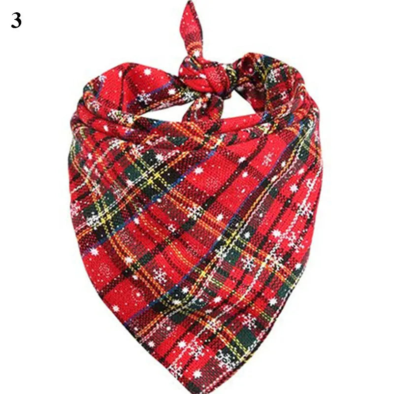 Christmas Snow Print Dog Bandana - Large Cotton Scarf