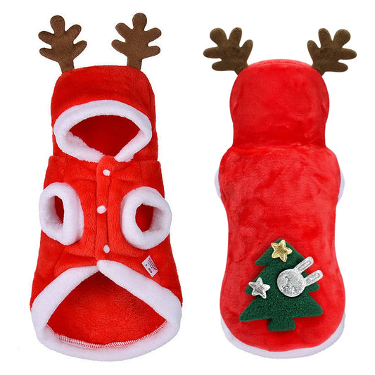 Santa Hoodie for Small Dogs - Winter Coat Costume Apparel