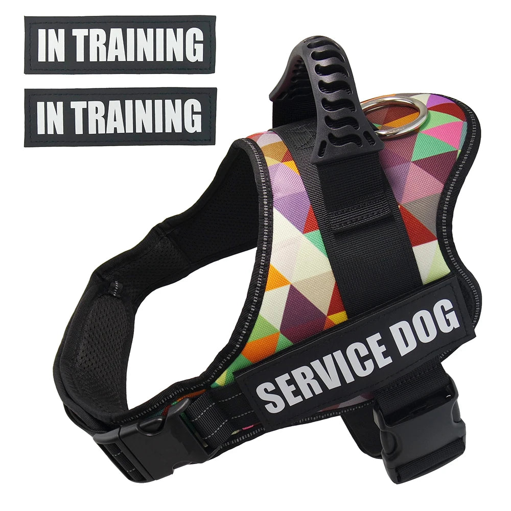 Service Dog Harness Vest with Reflective Patches for Medium Large Dogs