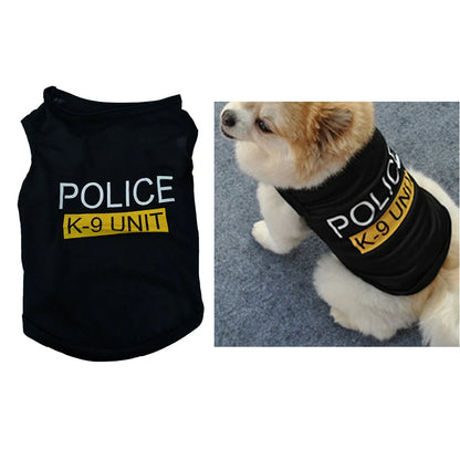 Police Dog Costume Vest for Pets - Black T-Shirt Outfit
