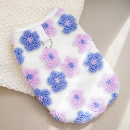 Warm Floral Print Fleece Vest for Small Dogs and Puppies