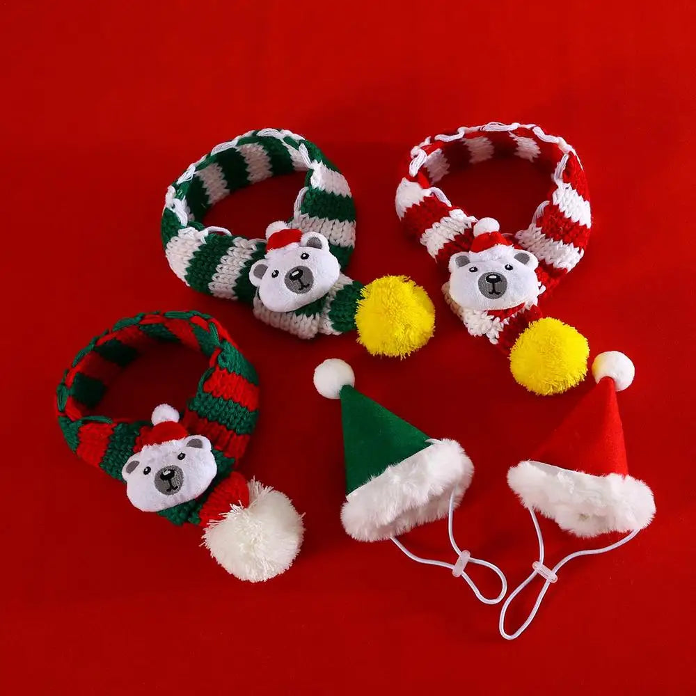 Adjustable Christmas Hat and Scarf for Dogs Up to 20kg