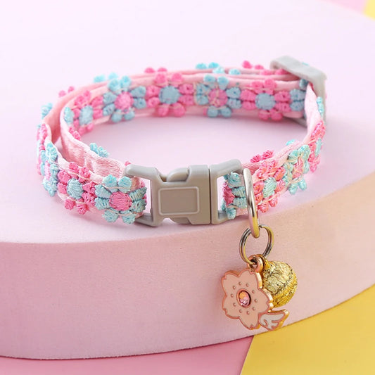 Colorful Adjustable Pet Collar with Bell for Dogs and Cats