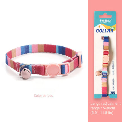 Adjustable Soft Nylon Cat Collar with Small Bell 15-30cm