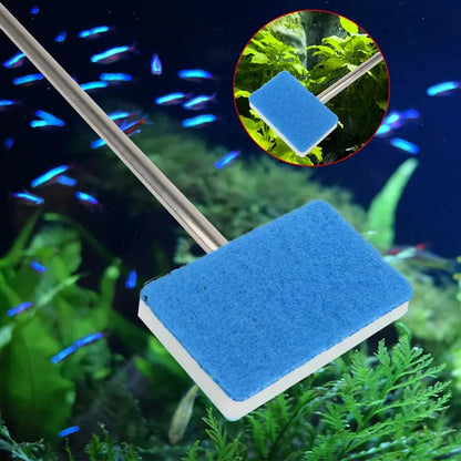 Telescopic 180° Aquarium Glass Cleaner with Double-Sided Sponge