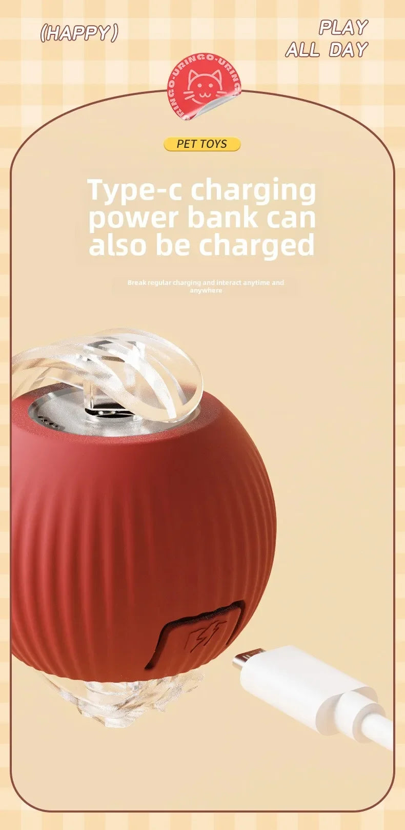 Rechargeable Electric Interactive Ball for Dogs and Cats