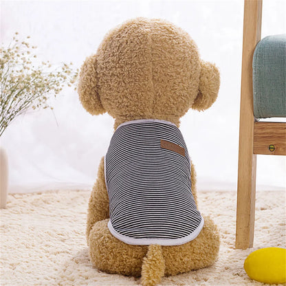 Striped Cotton Sleeveless T-Shirt for Small Dogs and Cats