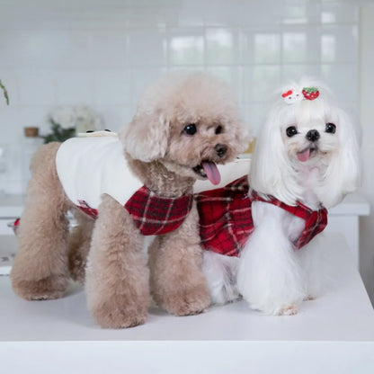 Plaid Christmas Dog Vest and Skirt for Small Pets