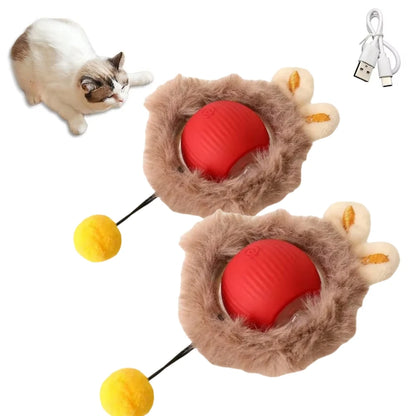 Rechargeable Interactive Cat Ball Toy with Faux Tail