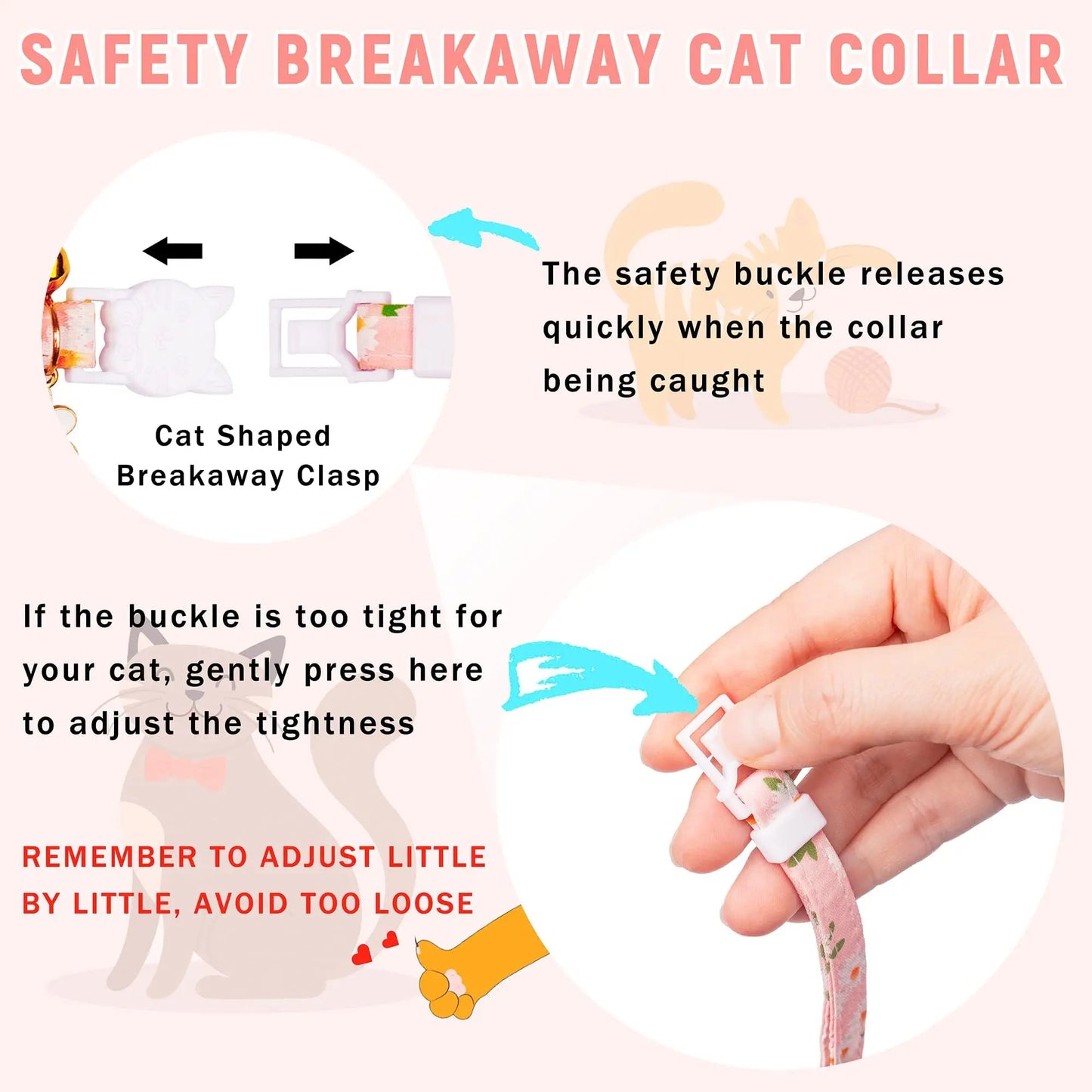 Breakaway Cat Collar with Silicone Airtag Holder & Charms