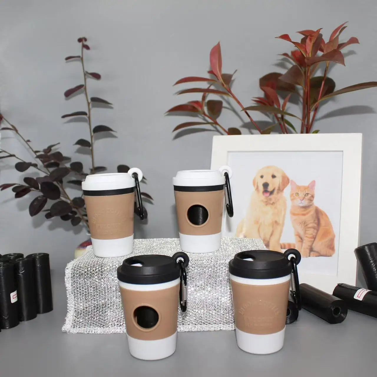 Coffee Cup-Shaped Dog Poop Bag Dispenser for Walks