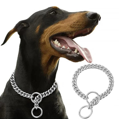 Gold Stainless Steel Chain Collar for Medium & Large Dogs