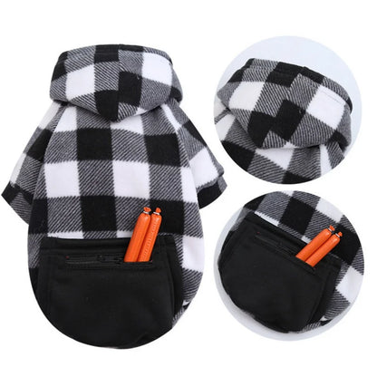 Plaid Dog Hoodie Jacket for Cold Weather - Warm Pet Apparel