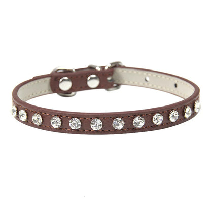 Rhinestone Cat Collar and Leather Dog Neck Strap