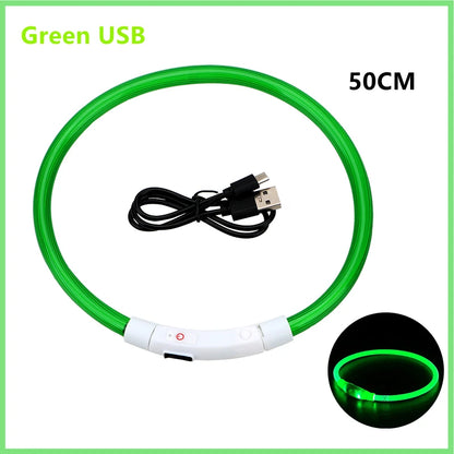 LED Glowing USB Rechargeable Pet Safety Collar for Dogs and Cats
