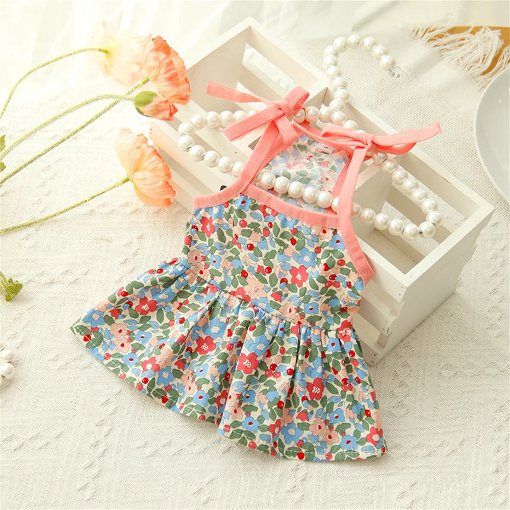 Floral Cotton Suspender Skirt for Cats and Dogs