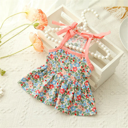 Floral Cotton Suspender Skirt for Cats and Dogs