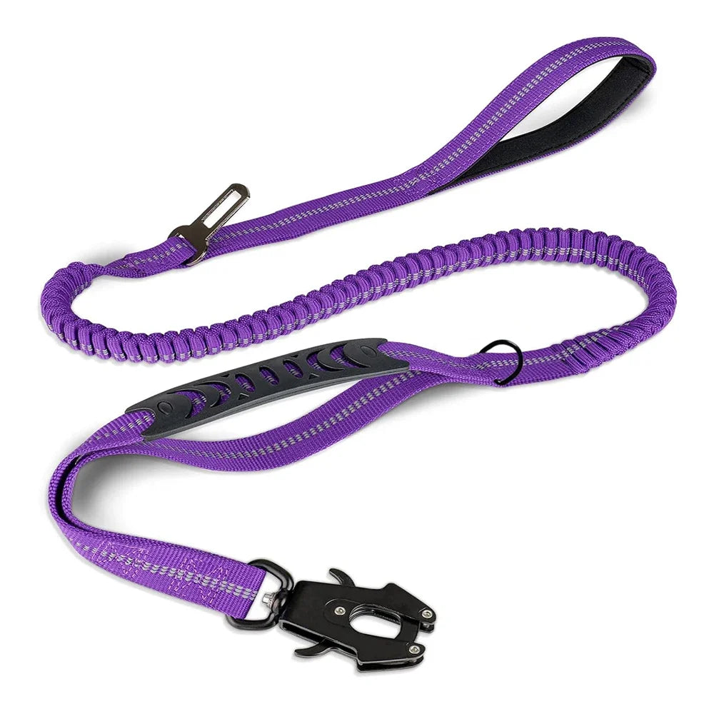 Heavy Duty Bungee Dog Leash with Car Seatbelt for Large Dogs