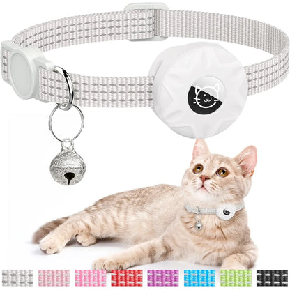 Reflective GPS Cat Collar with AirTag Holder and Bell