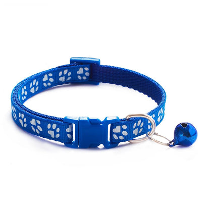 Dog Print Cat Collar with Bell - Multiple Color Options