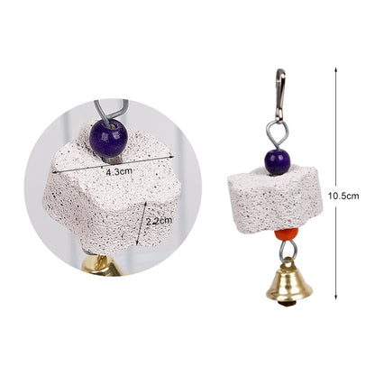Calcium Stone Chewing Toy with Bells for Small Pets