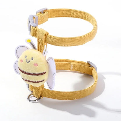 Adjustable Cartoon Bee Pet Harness and Leash Set for Small Dogs