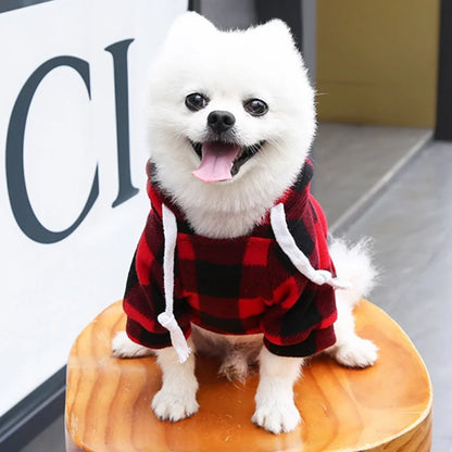 Plaid Dog Hoodie Jacket for Cold Weather - Warm Pet Apparel