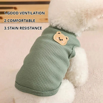 Green Bear Vest for Small Dogs and Cats - Breathable T-Shirt